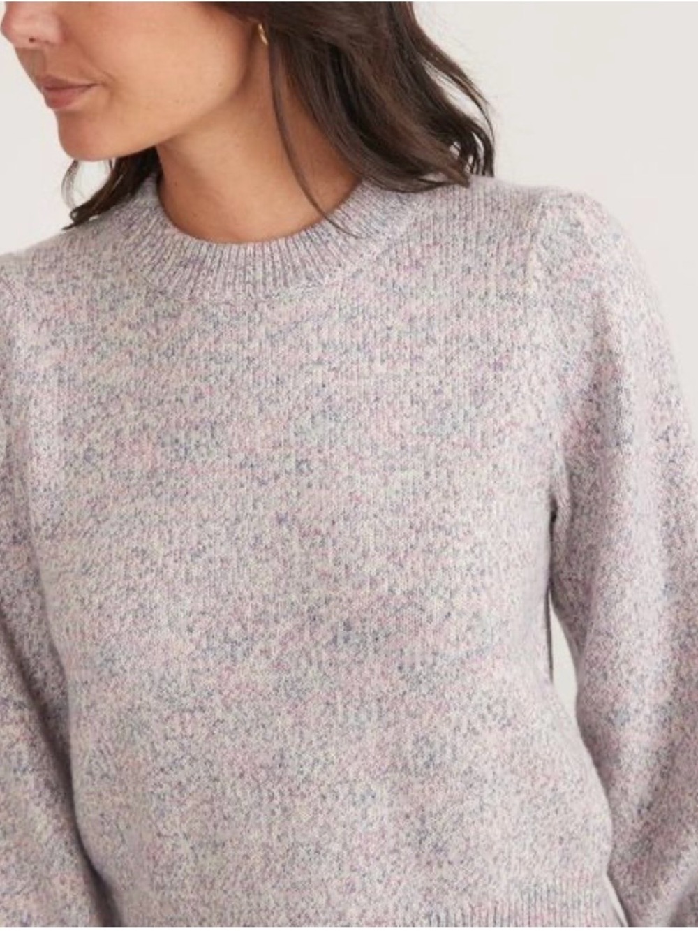 💜Marine Layer Alma Puff Sleeve Pullover Crewneck Sweater Purple Heather XS - Picture 2 of 8